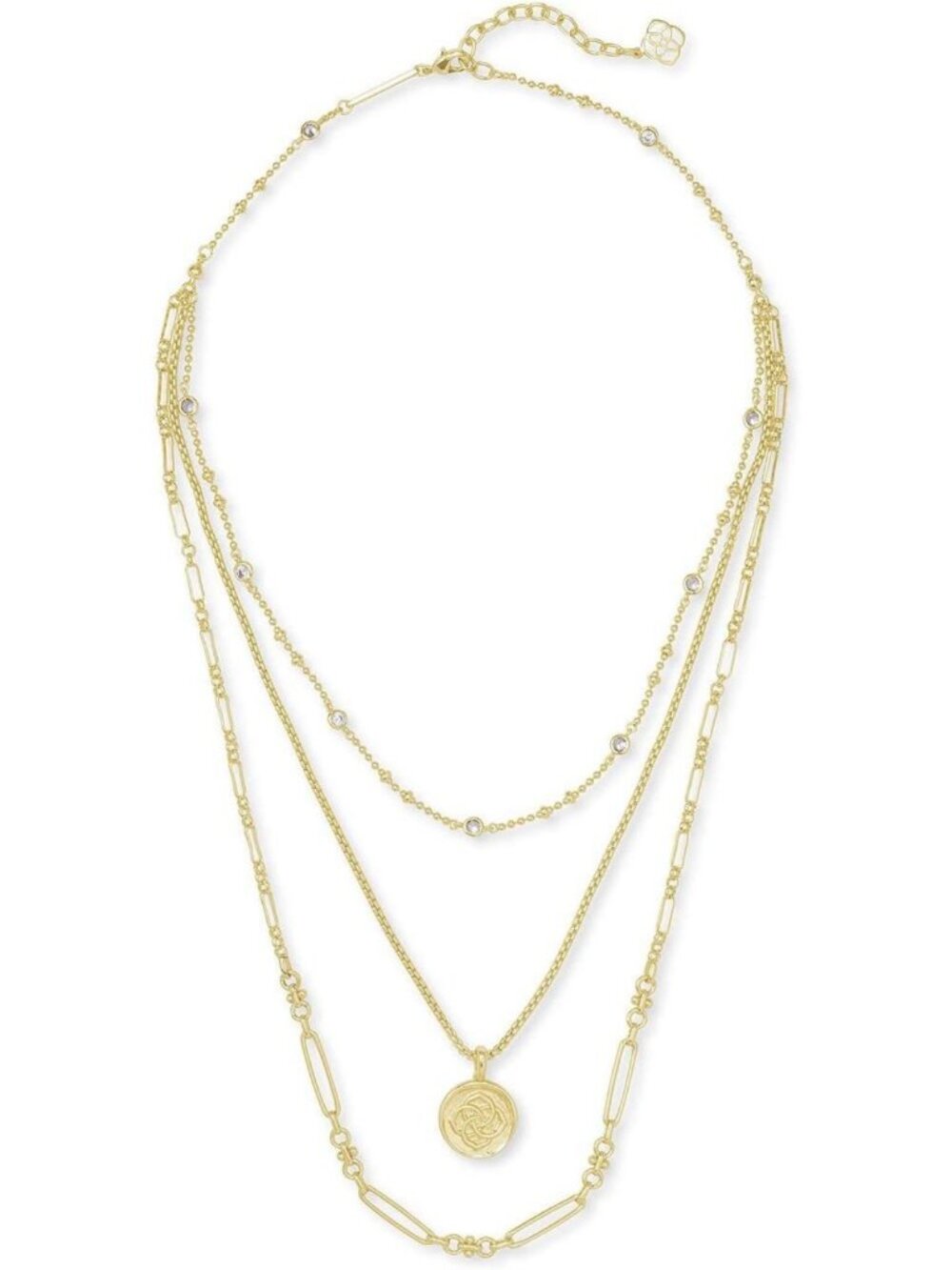 Triple Strand Medallion Necklace | Stylish Women's Fashion Jewelry, Perfect Gift - Picture 2 of 3